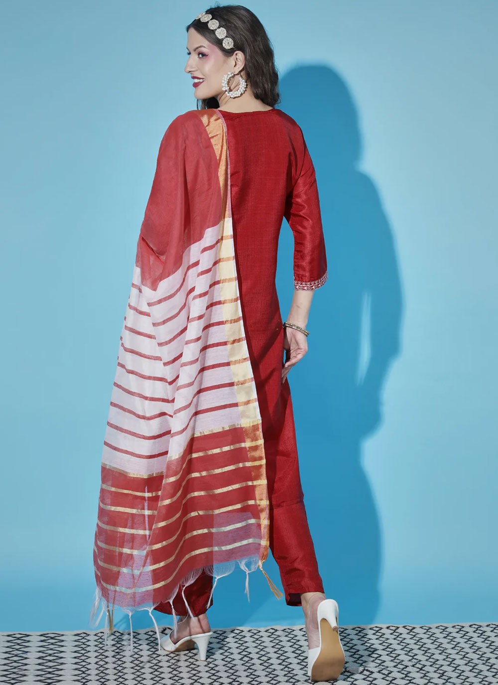 Silk Blend Salwar Suit - T1595
