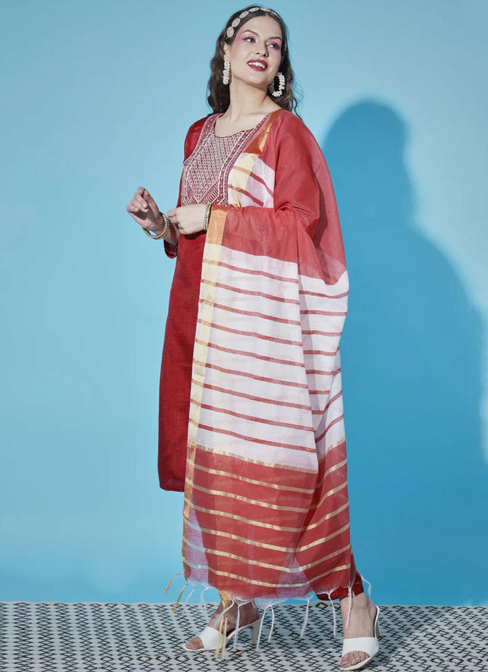 Silk Blend Salwar Suit - T1595