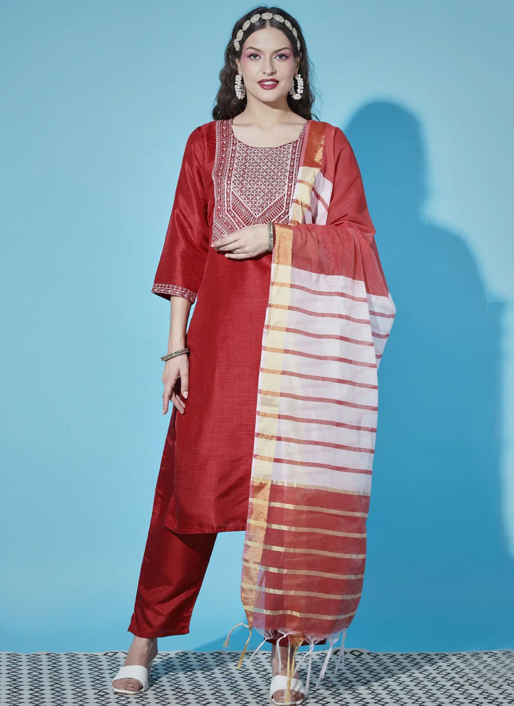 Silk Blend Salwar Suit - T1595