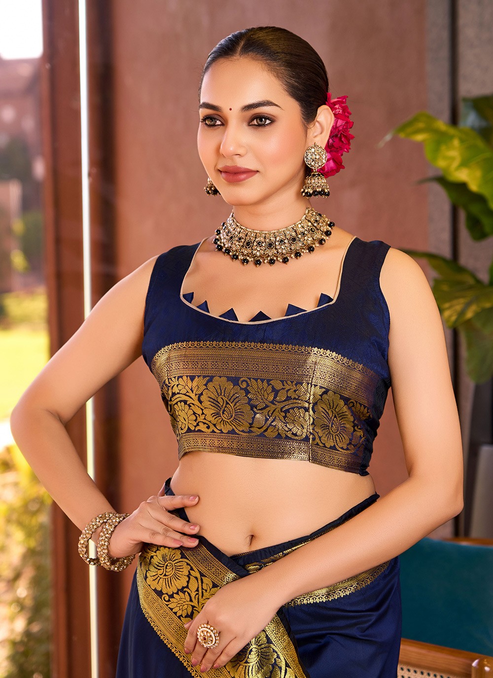 Woven Silk Blue Saree S14101