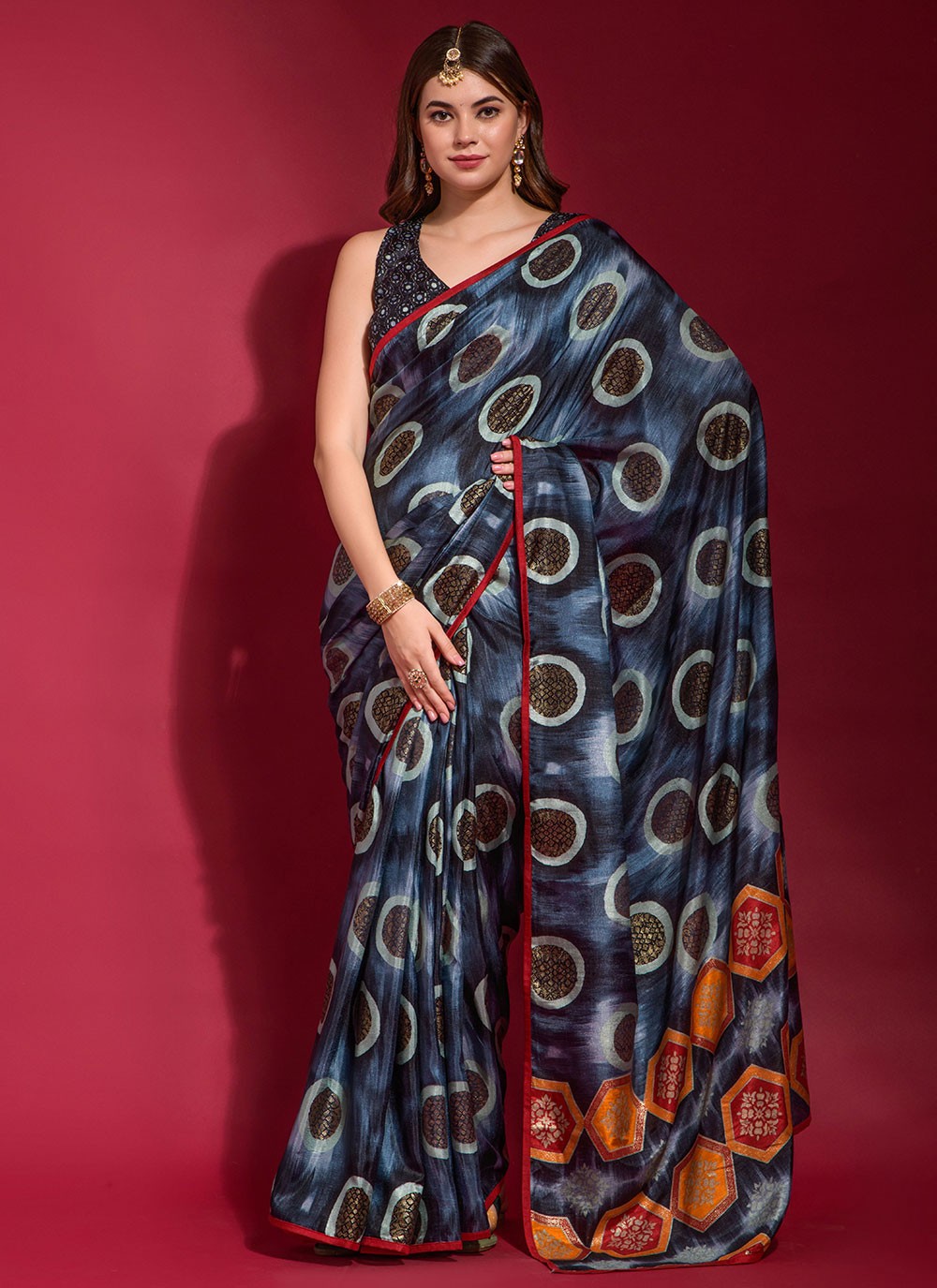 Saree Foliage Prints Silk Saree - S2494