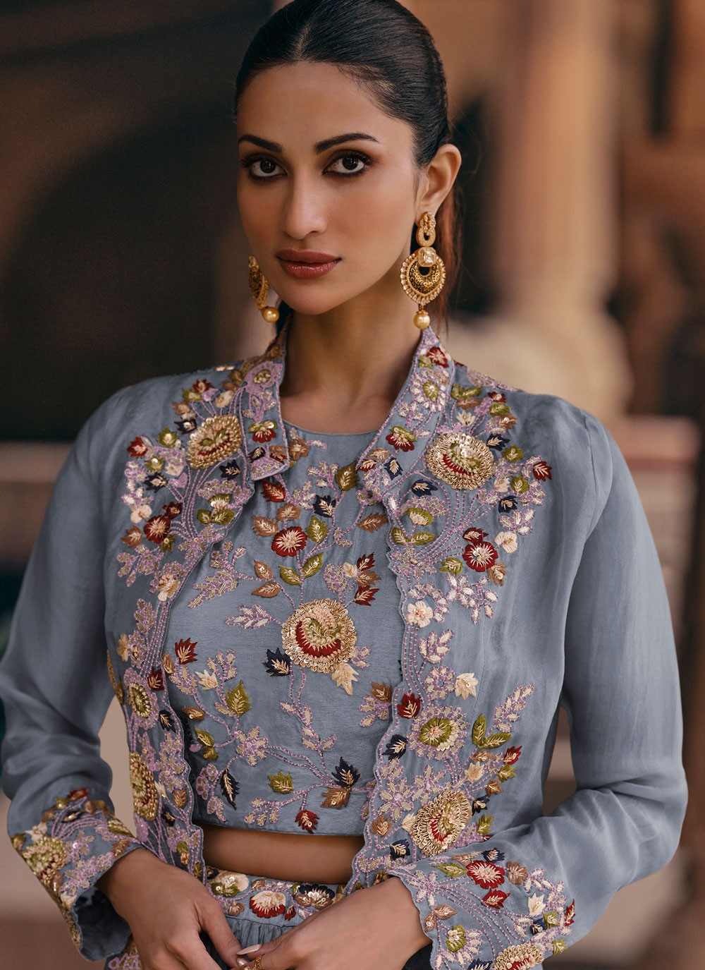 Chinon Mehandi & Sangeet, Reception Readymade Lehenga Choli L3641