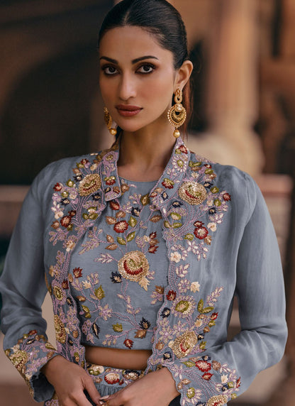 Chinon Mehandi & Sangeet, Reception Readymade Lehenga Choli L3641