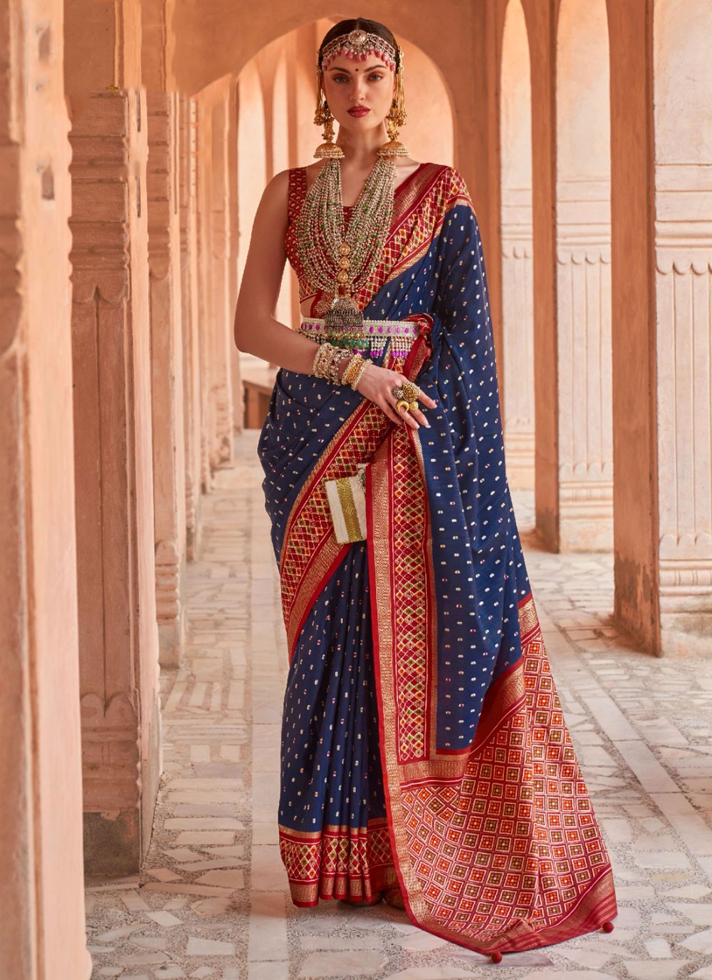 Traditional Patola Print Silk Saree - S3036