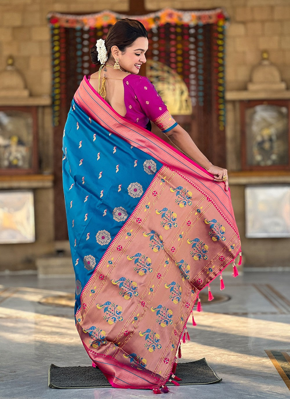 Blue Silk Contemporary Saree Woven S16048