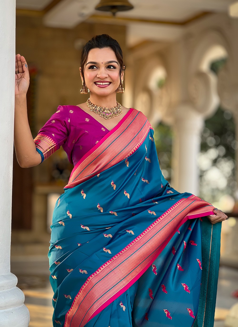 Blue Silk Contemporary Saree Woven S16048