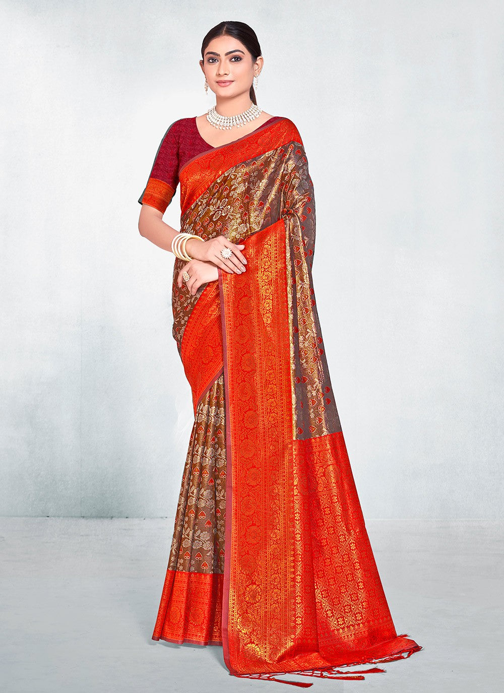 Classic Printed Silk Saree - S7452