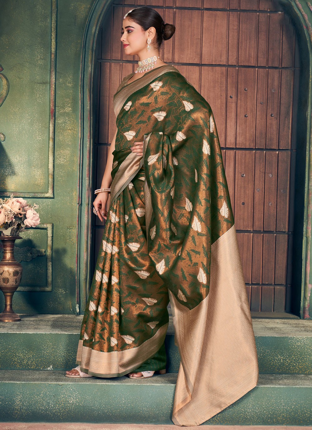 Contemporary Weaving Zari Brown Silk Saree S13414
