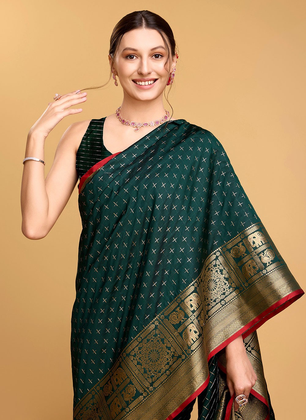 Contemporary Jacquard Work Silk Saree - S5601