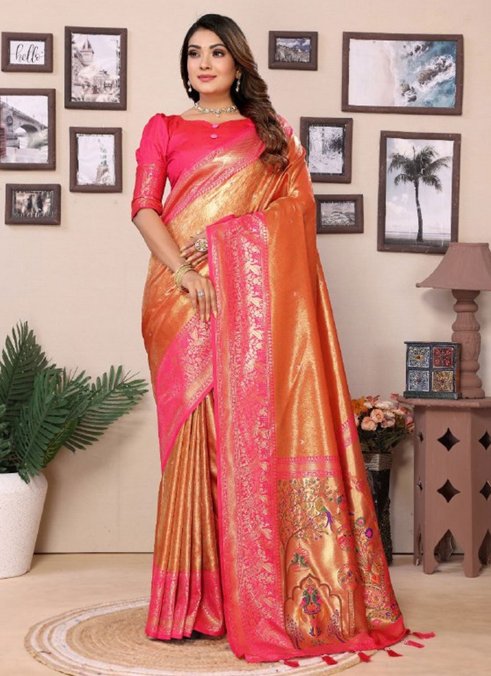 Classic Saree Jacquard Work Multi Colour Silk S12901