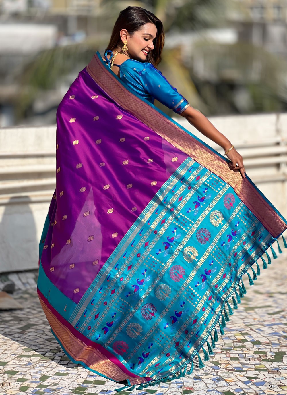 Purple Silk Classic Saree Weaving Zari S15773