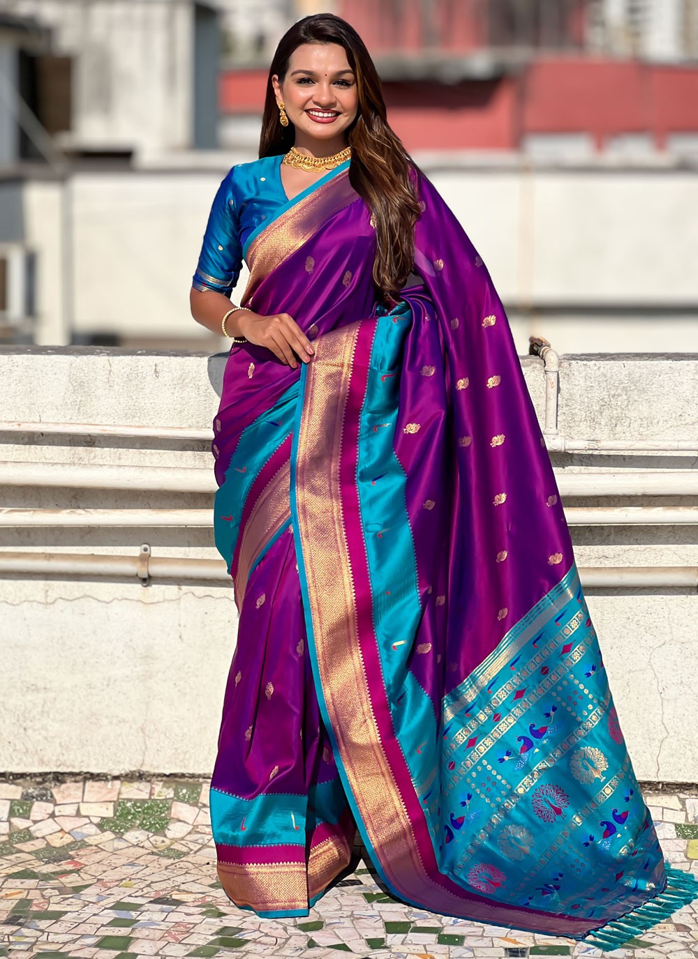 Purple Silk Classic Saree Weaving Zari S15773