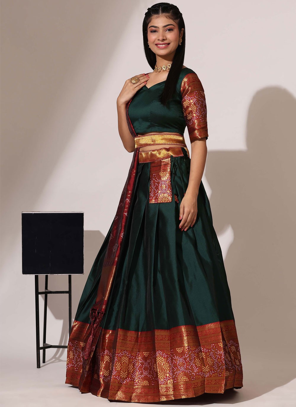 Weaving Zari Silk A - Line Lehenga - L2966