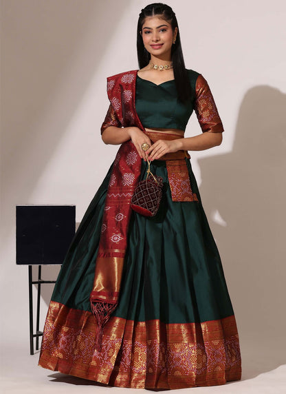 Weaving Zari Silk A - Line Lehenga - L2966
