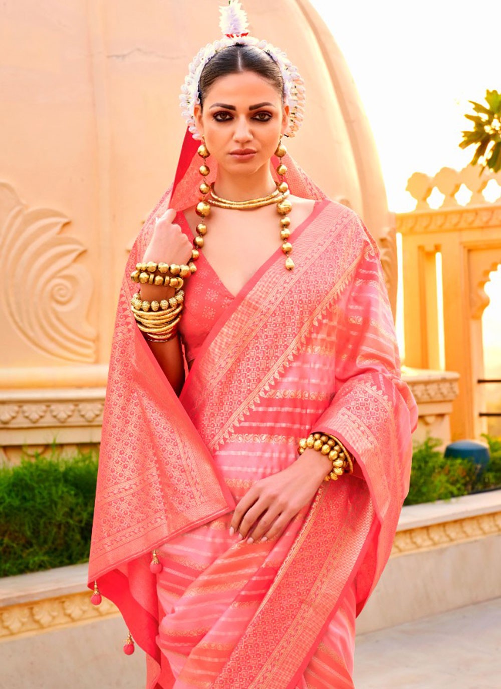 Classic Foliage Prints Silk Saree - S7236