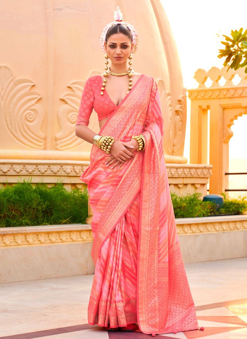 Classic Foliage Prints Silk Saree - S7236
