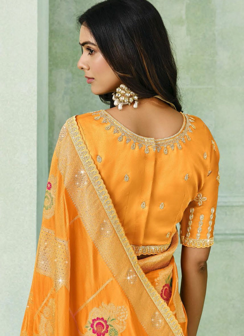 Mustard Silk Traditional Saree Embroidered S19929