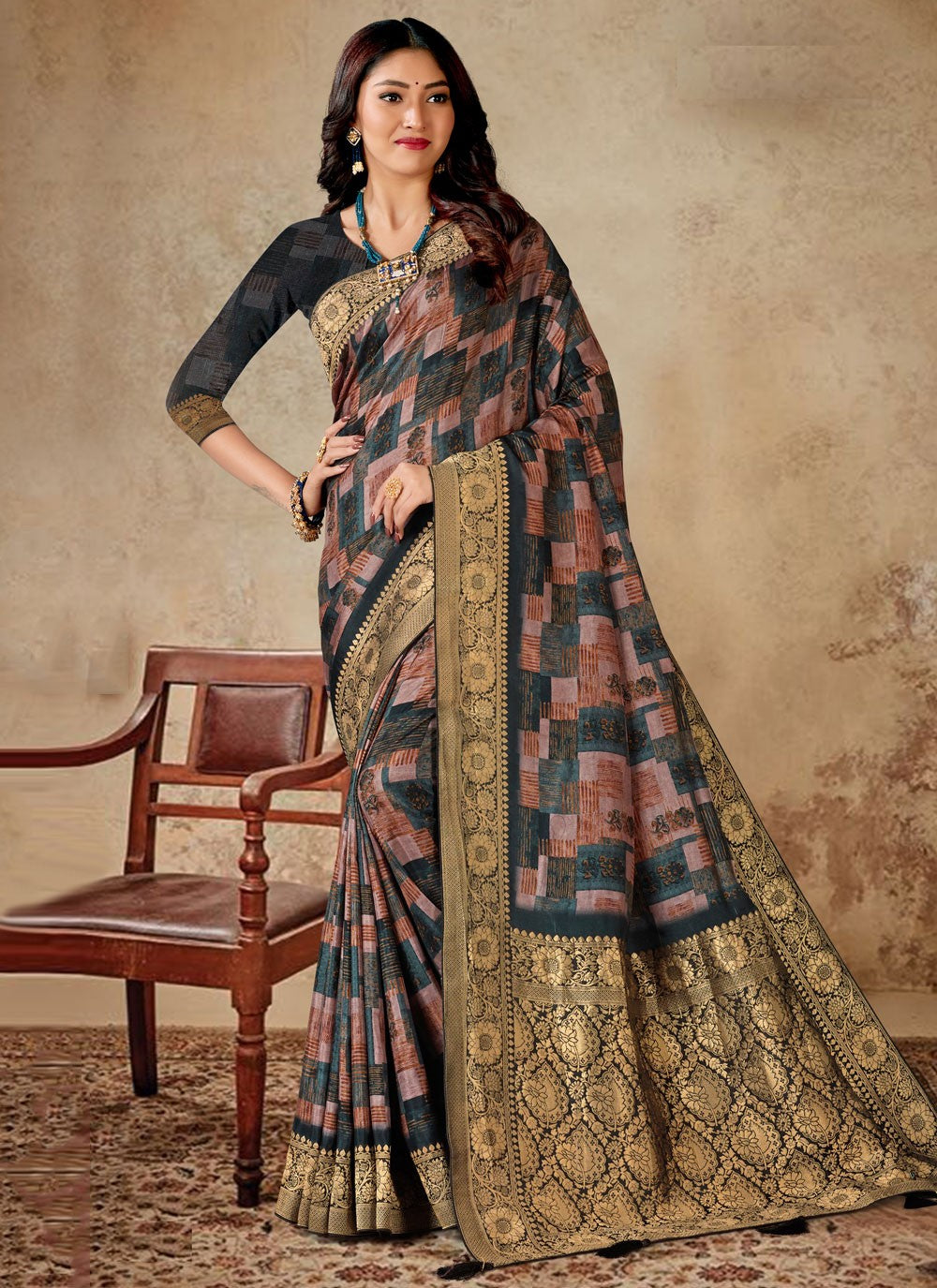 Trendy Digital Print Silk, Viscose Saree - S4707
