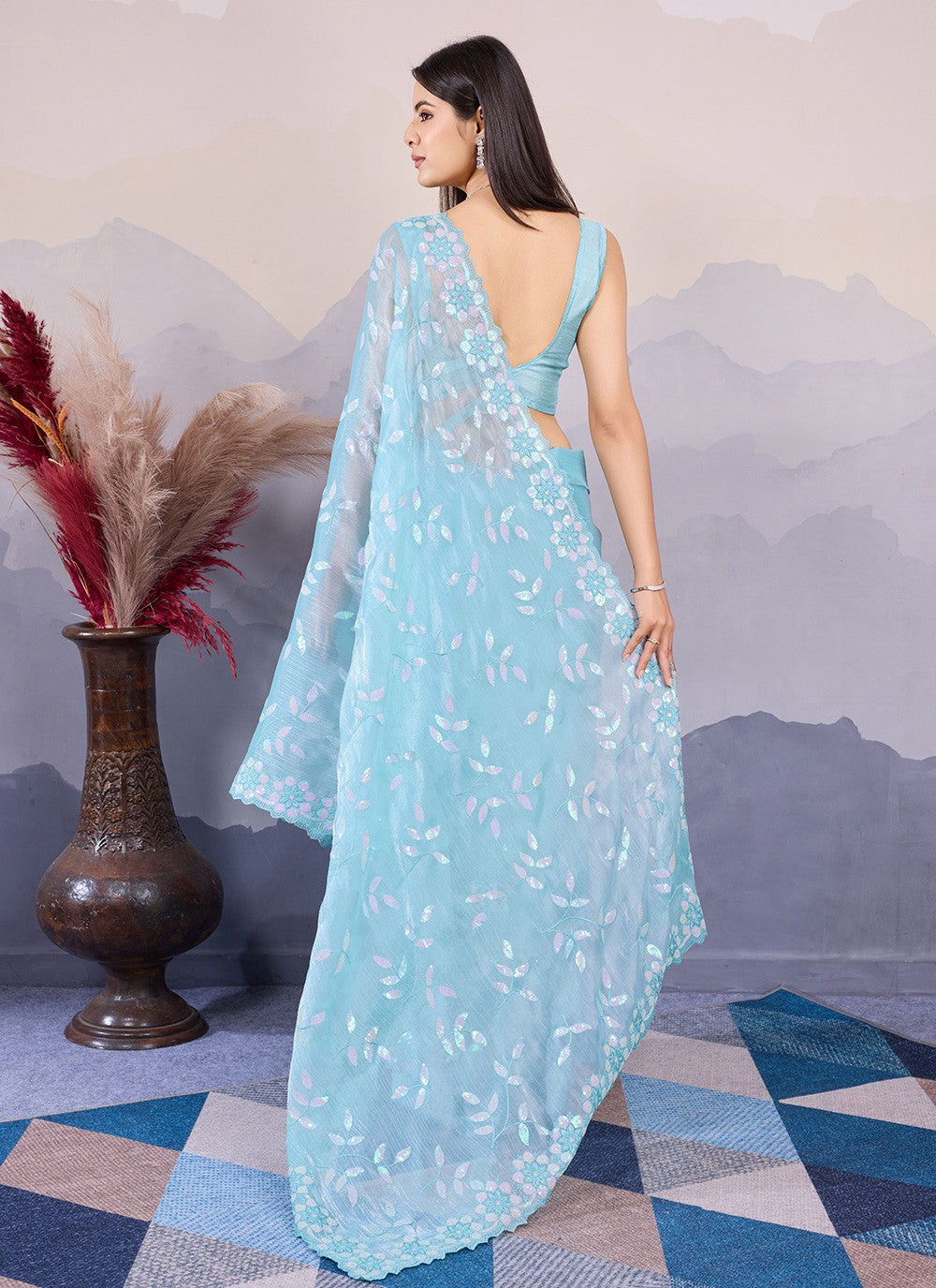 Classic Embroidered Silk Saree - S8532