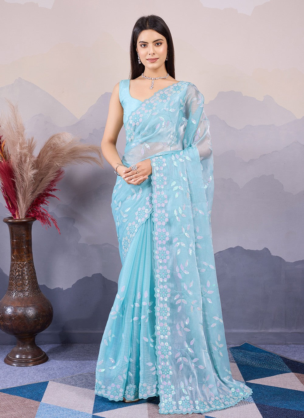 Classic Embroidered Silk Saree - S8532