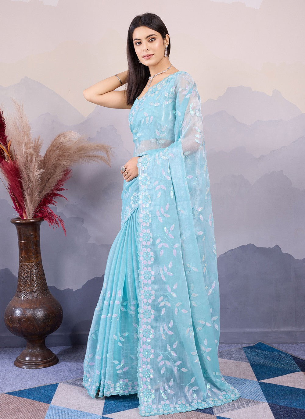Classic Embroidered Silk Saree - S8532