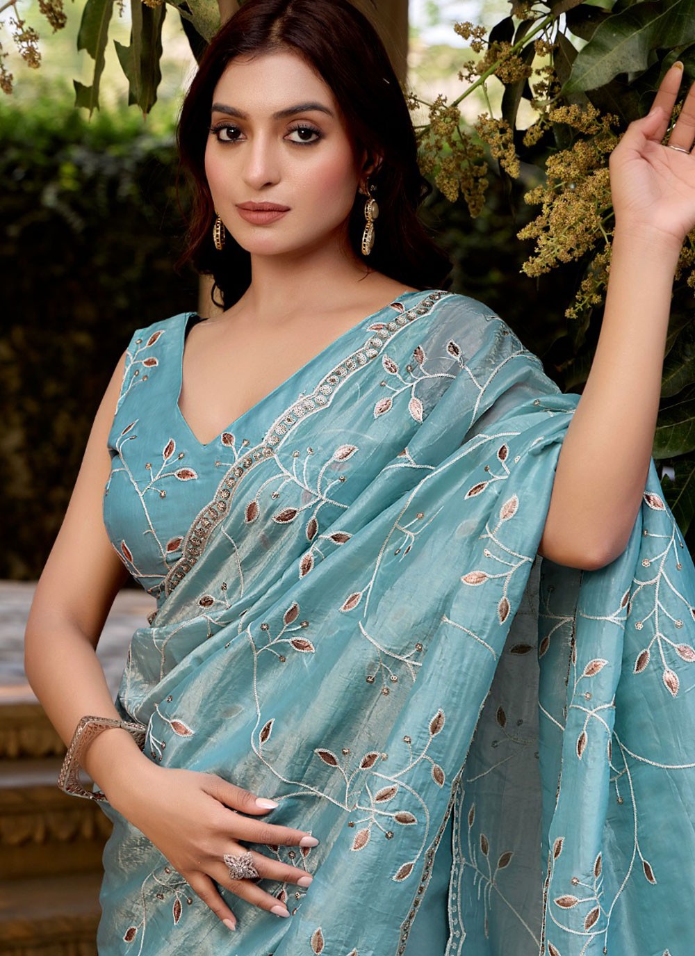 Classic Saree Embroidered Blue Silk Saree S13417