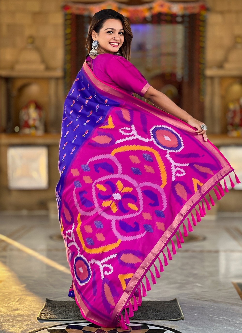 Weaving Zari Silk Blue Saree S14314