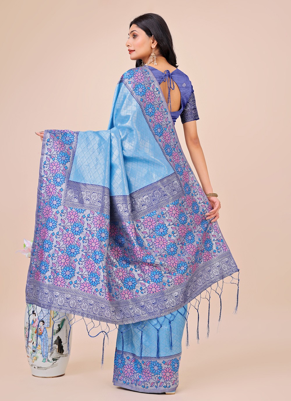 Woven Silk Blue Classic Saree S15164