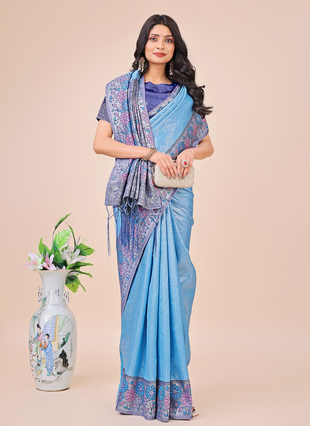 Woven Silk Blue Classic Saree S15164