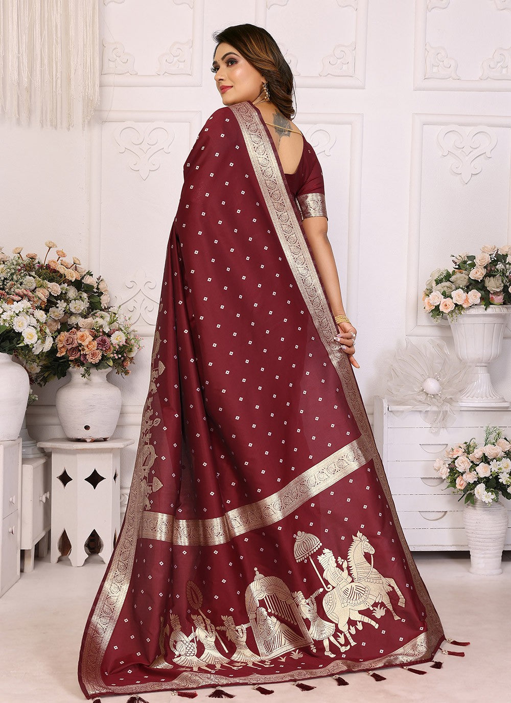 Weaving Zari Silk Brown Saree S14719