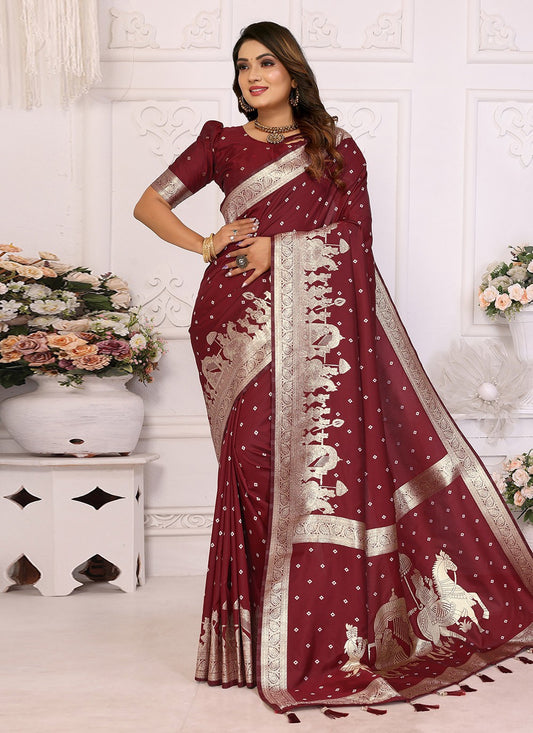 Weaving Zari Silk Brown Saree S14719