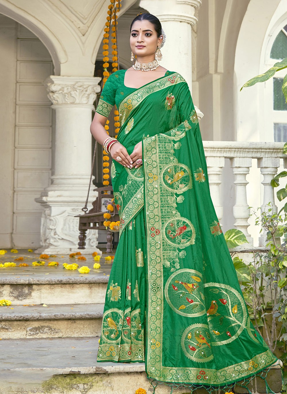 Printed, Zari Silk Saree - S12133