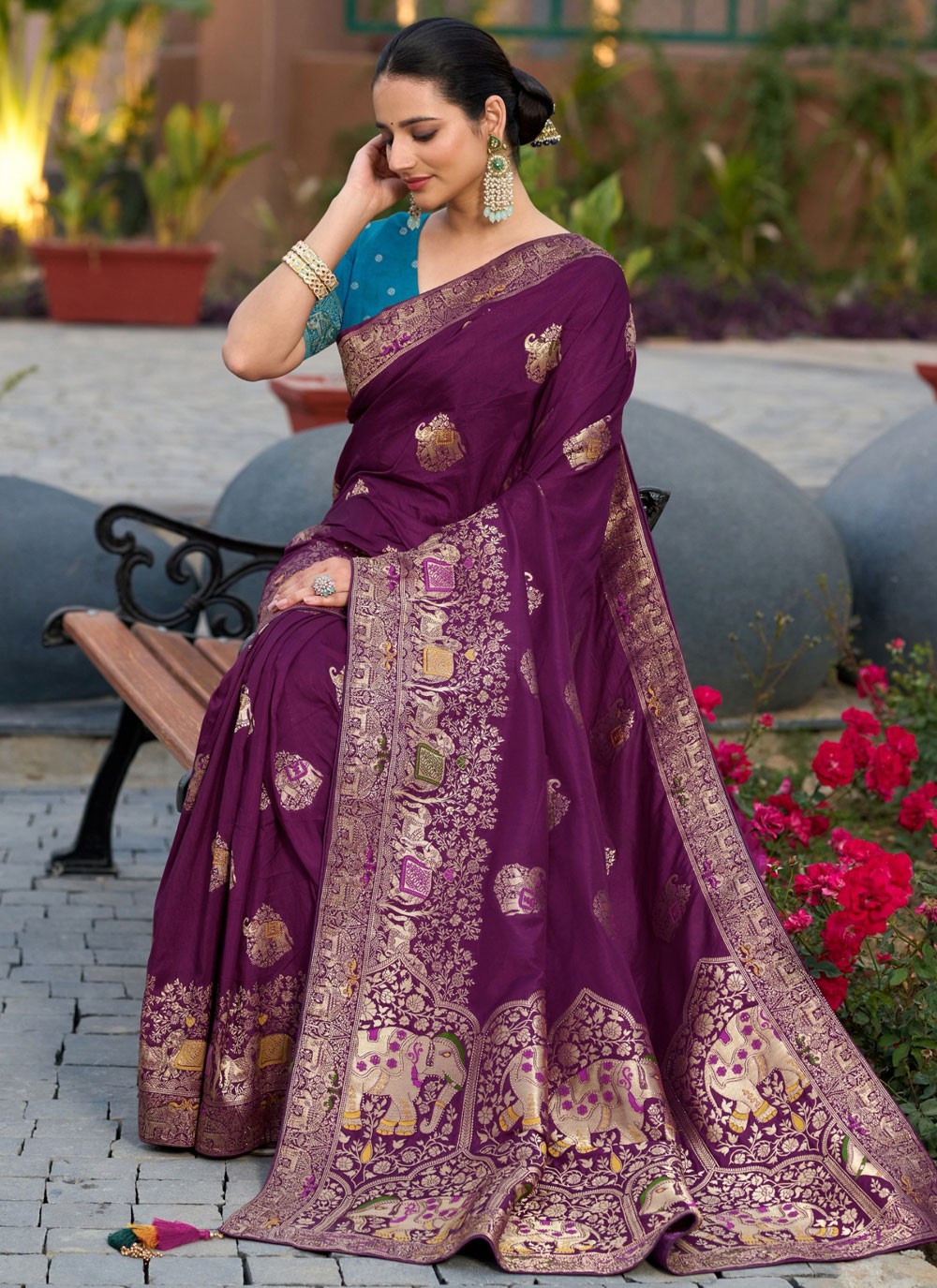 Swarovski Silk Wine Classic Saree S15104
