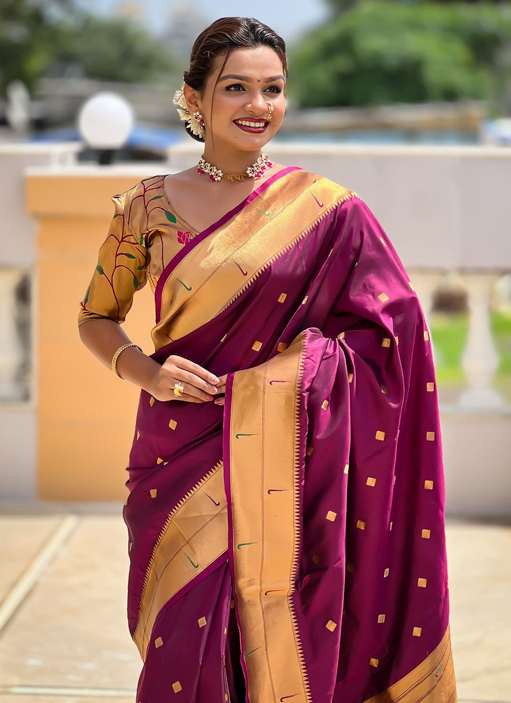 Wine Silk Classic Saree Jacquard Work S18321