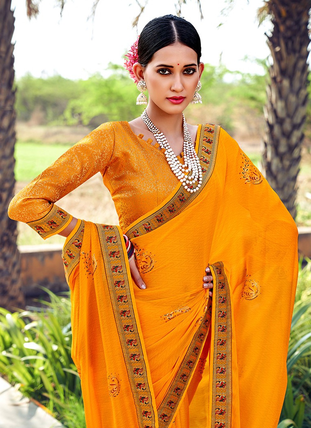 Classic Printed Silk Saree - S3197