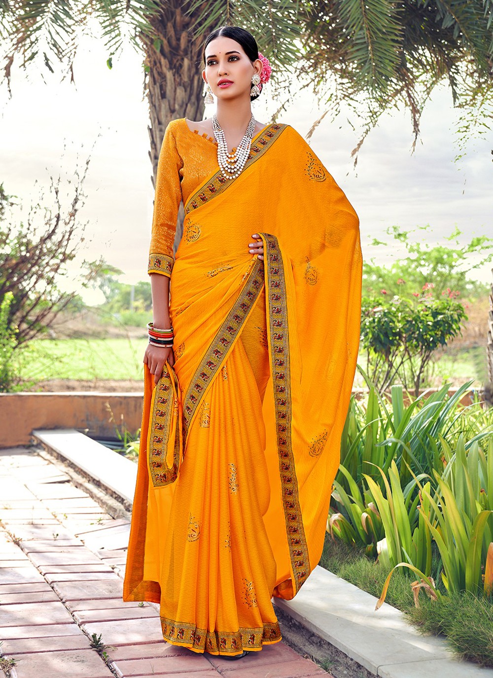 Classic Printed Silk Saree - S3197