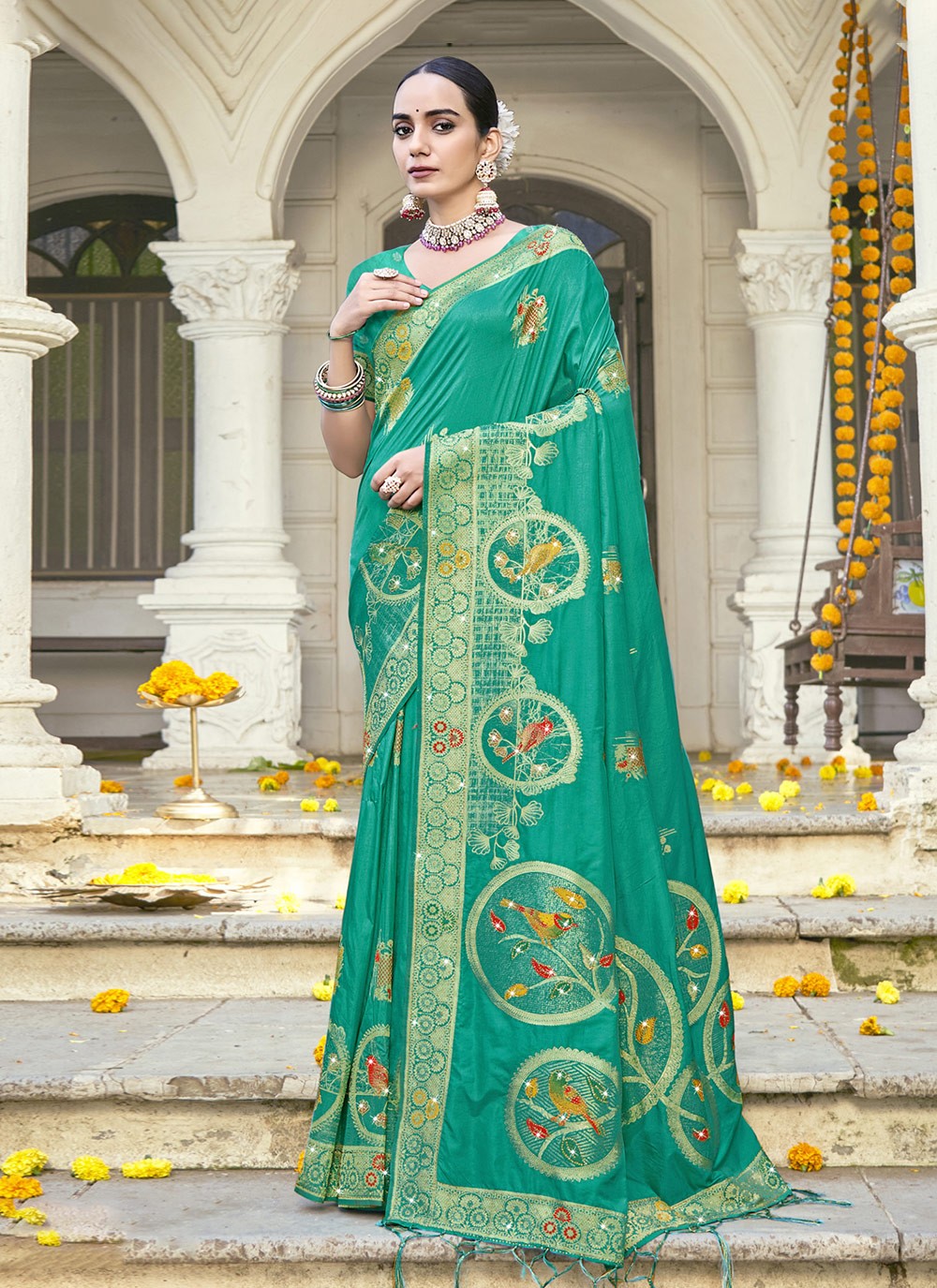 Printed, Zari Silk Saree - S12133