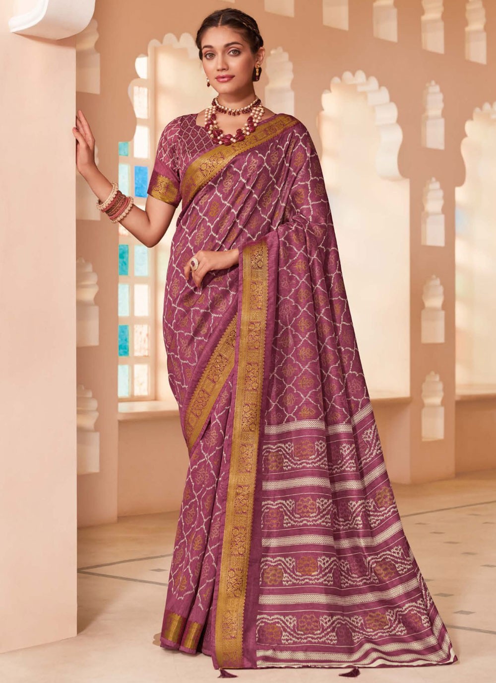 Contemporary Strips Pink, Purple Silk S12802