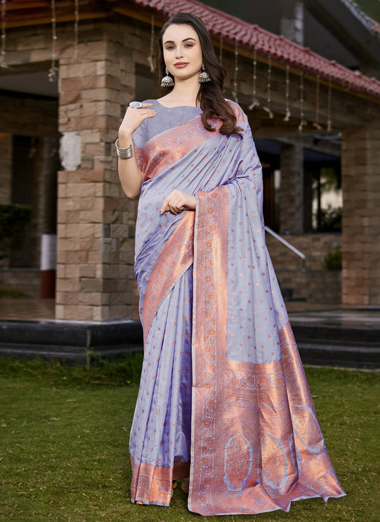 Weaving Zari Silk Lavender Saree S14560
