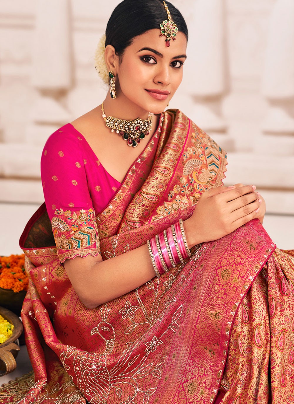 Multi Colour Silk Contemporary Saree Embroidered, Patch Border S19988