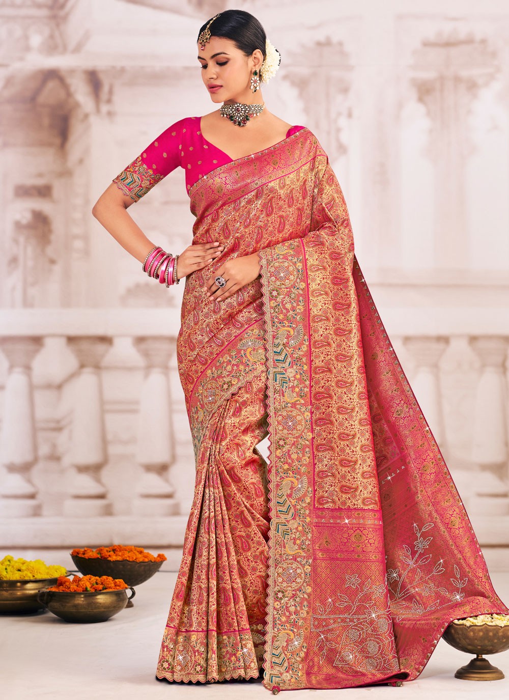 Multi Colour Silk Contemporary Saree Embroidered, Patch Border S19988