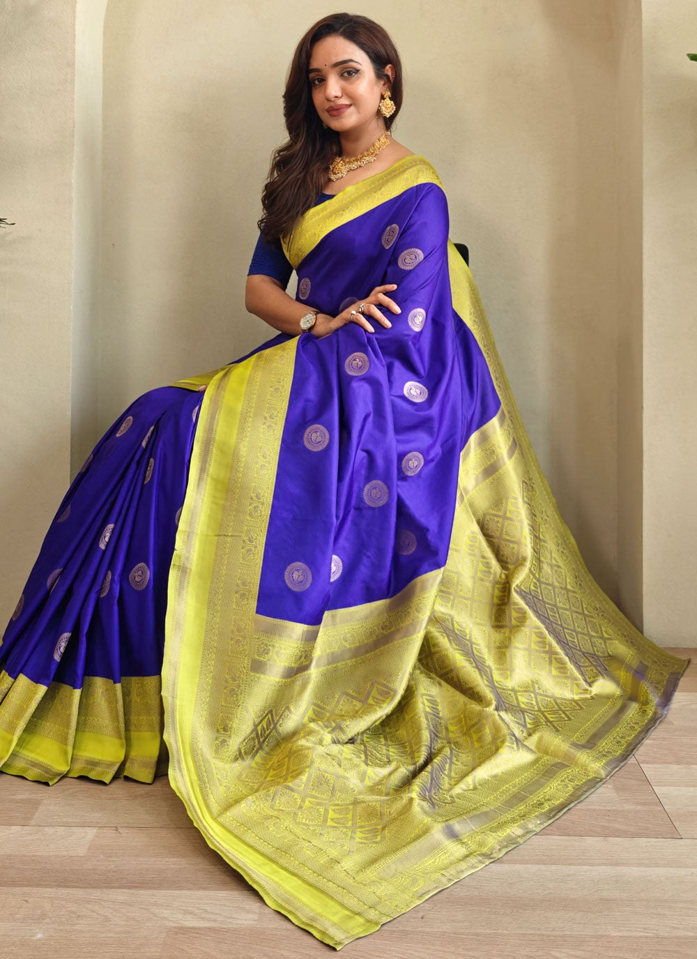 Blue Silk Contemporary Saree Woven S17278