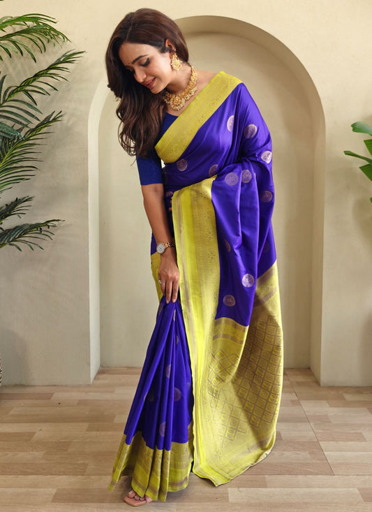 Blue Silk Contemporary Saree Woven S17278