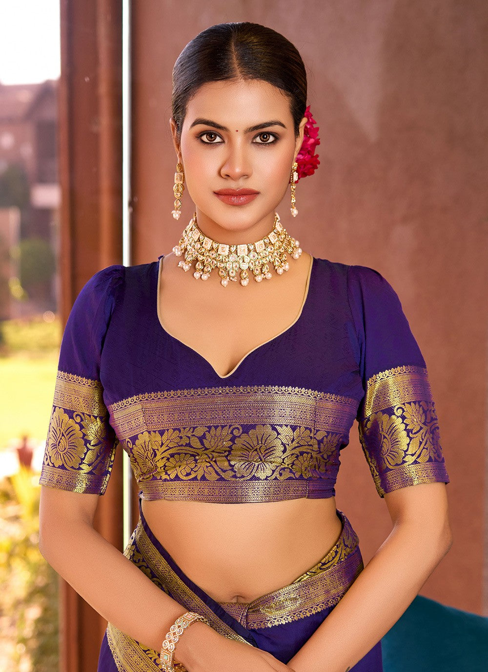 Woven Silk Violet Saree S13864