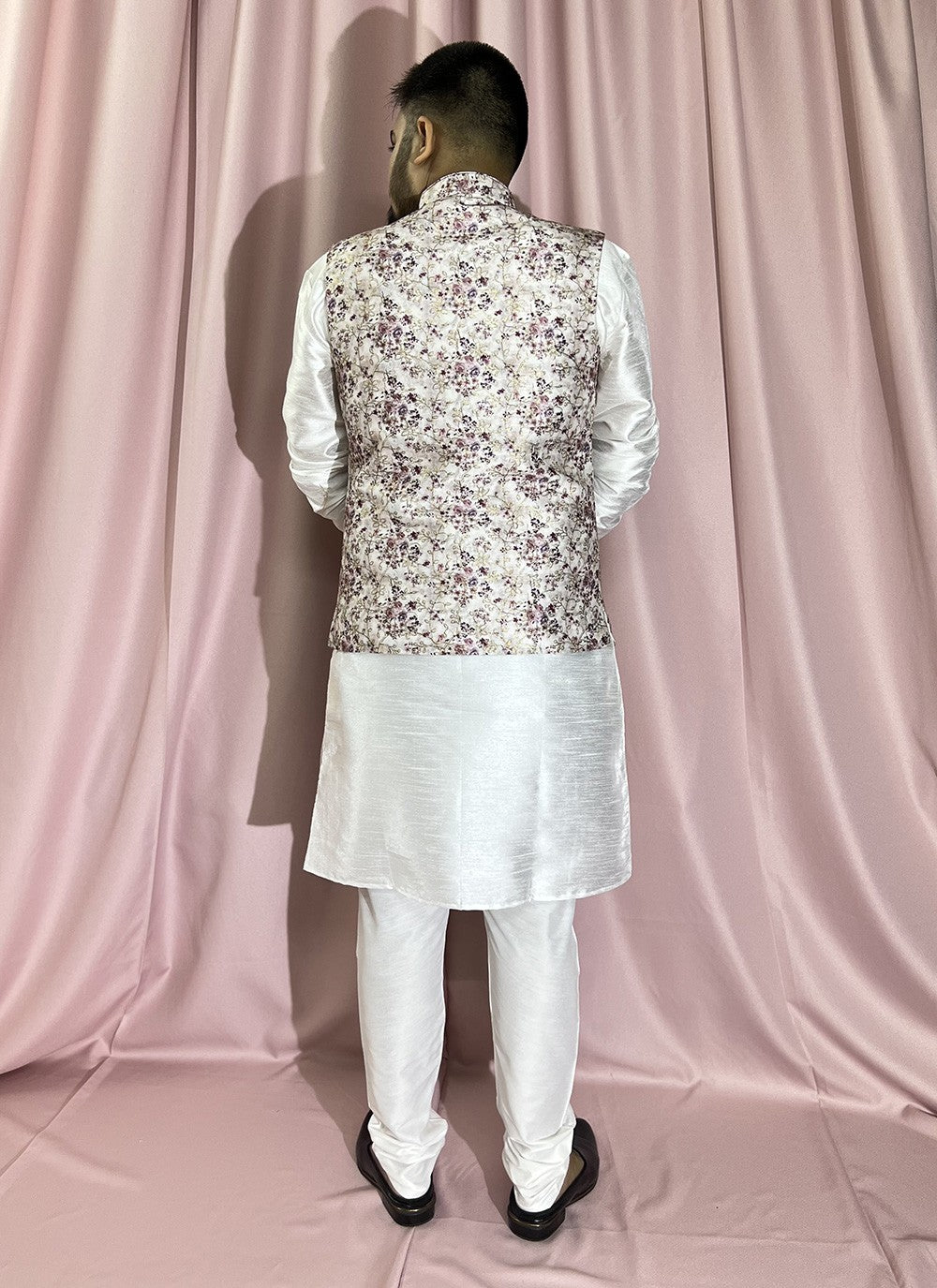 Embroidered Rayon, Silk Cream, White Kurta Payjama With Jacket - M5891