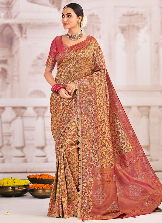Cream Silk Classic Saree Embroidered, Patch Border S19987