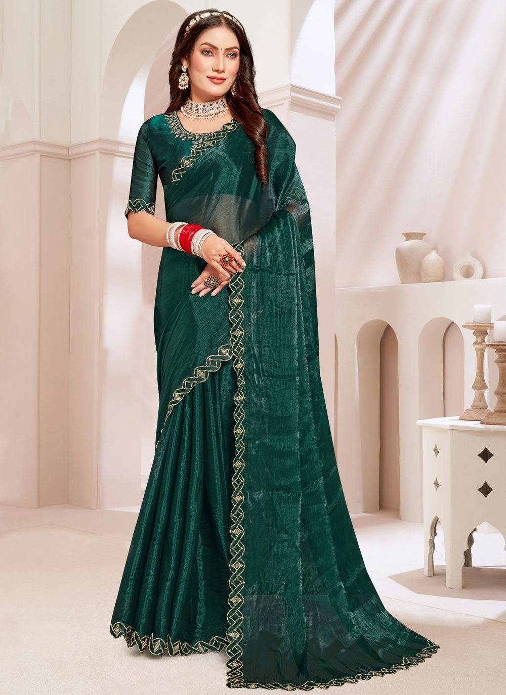 Classic Cut Work Silk Saree - S7798