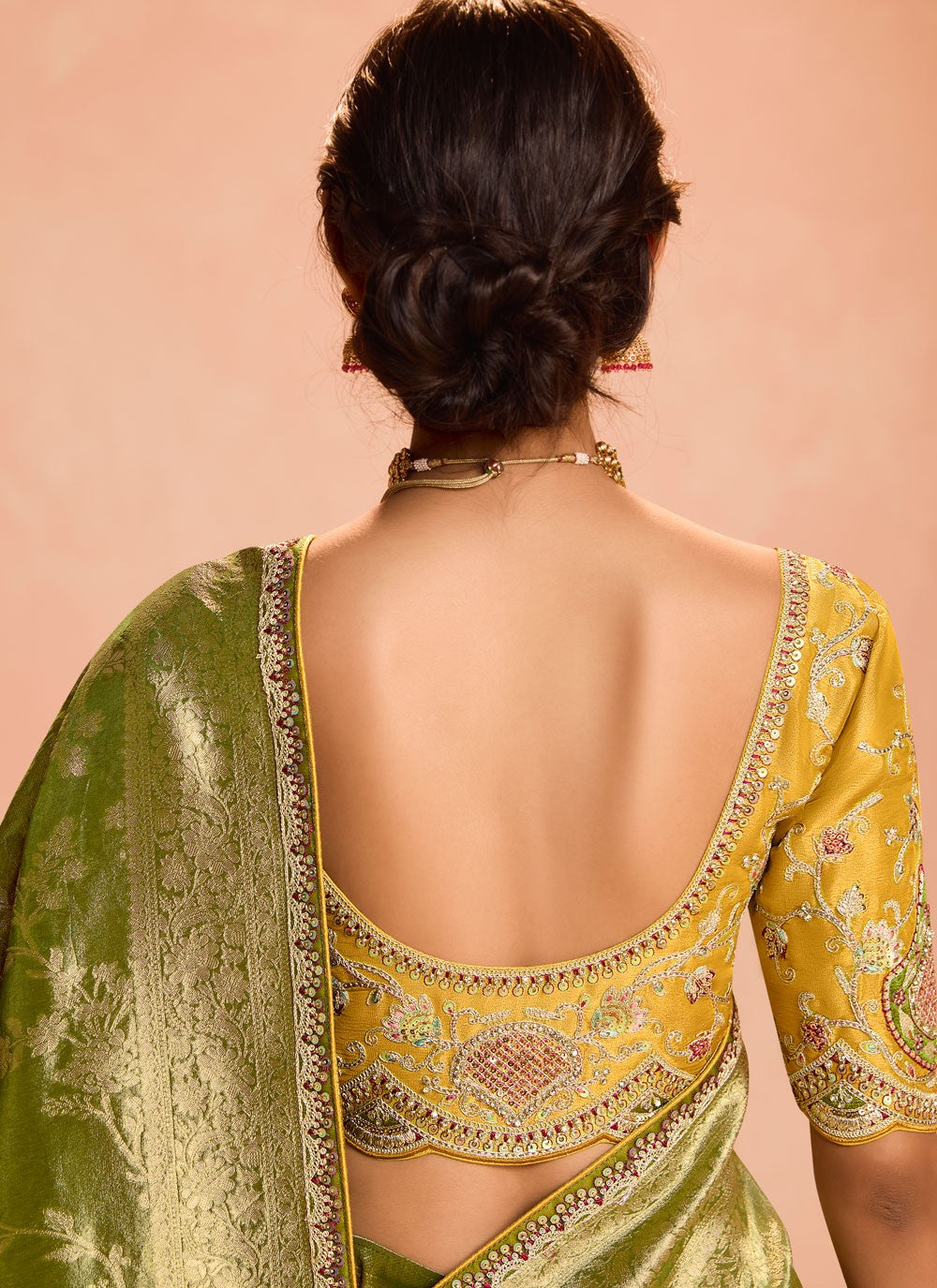 Designer Embroidered Green Silk S12845