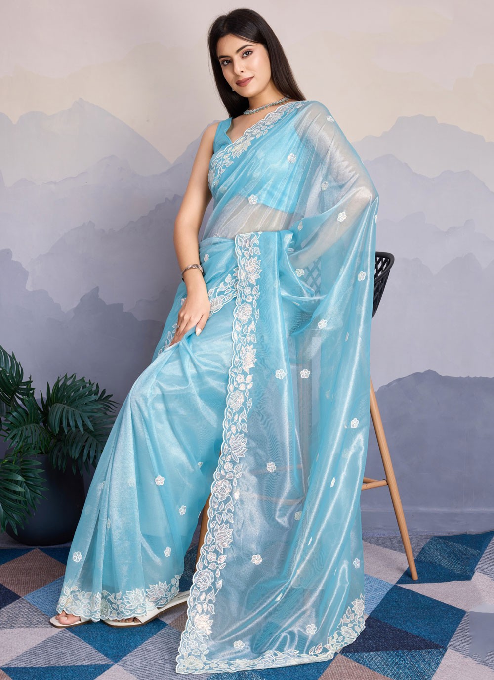 Classic Cut Work Silk Saree - S8137
