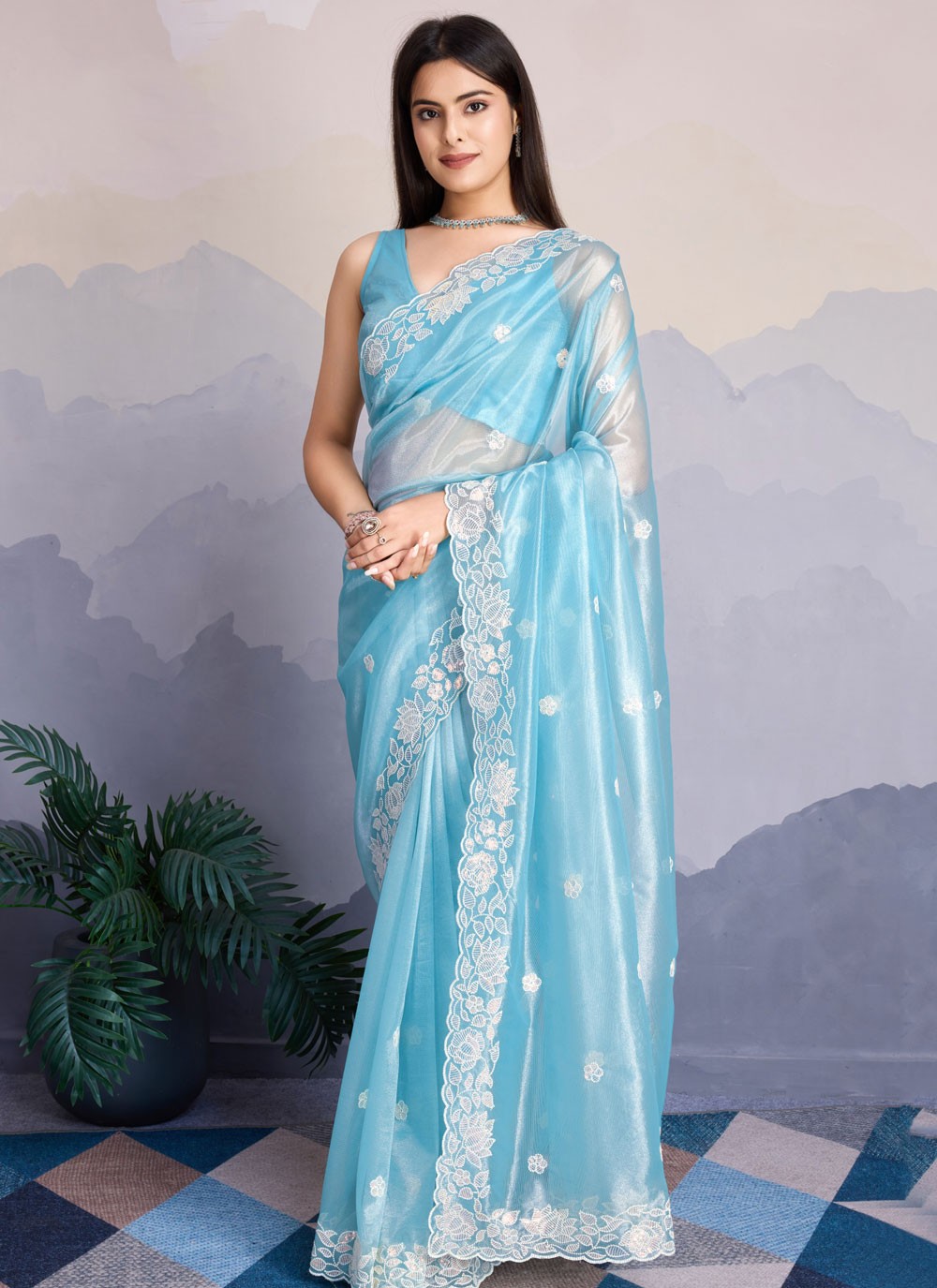 Classic Cut Work Silk Saree - S8137